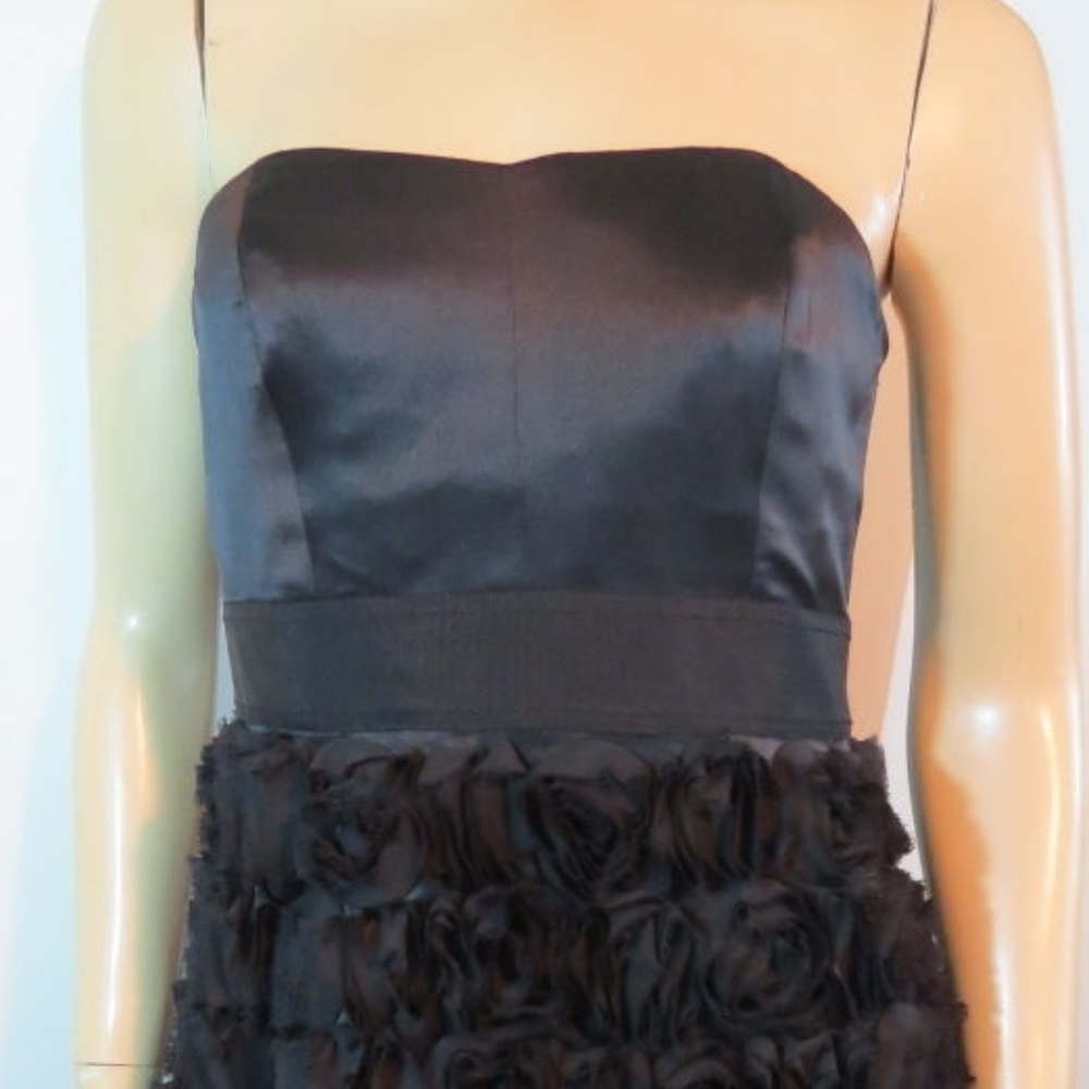 PHOEBE COUTURE Black Silk Bow Rosette Dress 6